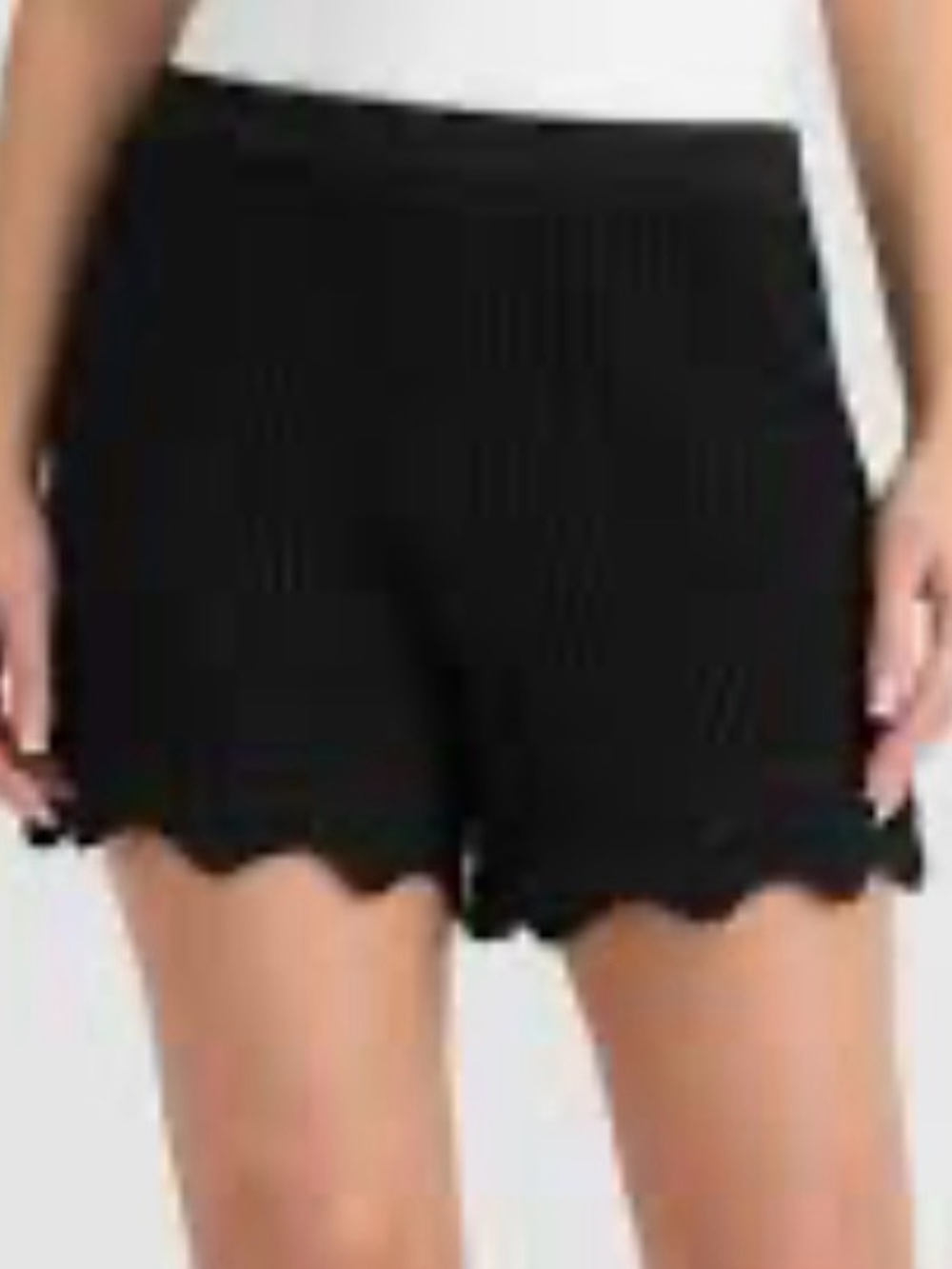 bp Black Scalloped-Hem Crochet High-Waist Women's Shorts